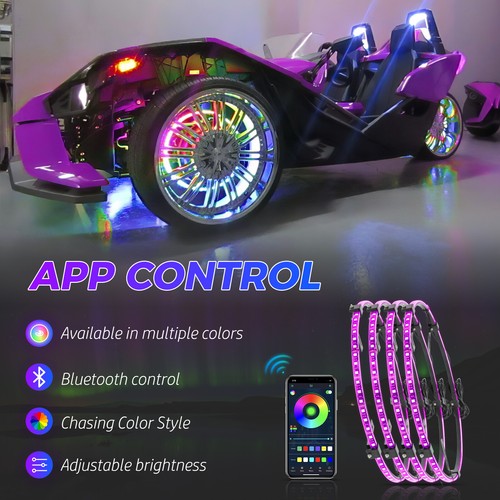 4x 17.5'' RGB Chasing Flow Wheel Ring LED Car Rim Lights Bluetooth For Truck Car - Bild 5 von 21