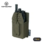 TOPTACPRO Tactical Mini Radio Pouch MOLLE Mag Pouch Walkie-talkie Paintball Camo
