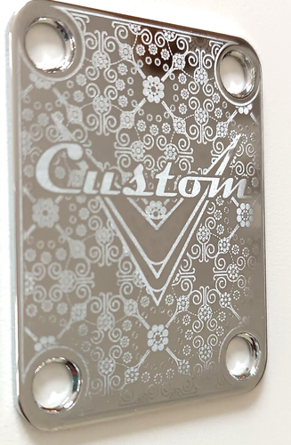 NECK PLATE - Custom -chrome - guitare & basse - Bild 2 von 4