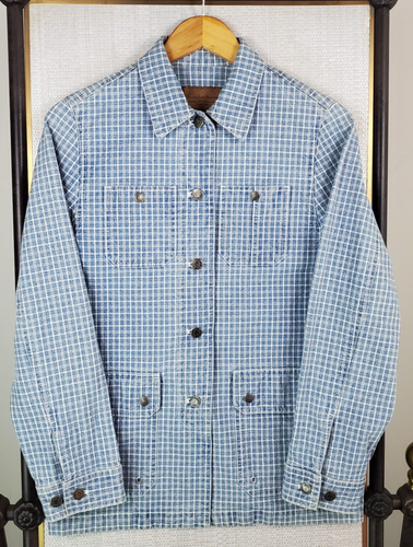 LAUREN RALPH LAUREN Size Pet Medium Womens Denim Chore Coat Gingham Check Blue - Picture 5 of 21