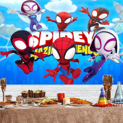 Spidey and His Friends Party Decor Party Supplies Backdrop Banner Vinyl 7x5ft - Picture 3 of 7