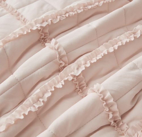 Chezmoi Collection Annabelle Diamond Ruffle Microfiber Quilt Bedspread Set - Picture 5 of 9