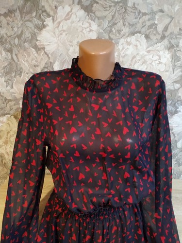 Hallhuber women's dress size M black red hearts - Picture 6 of 11