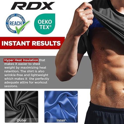 RDX Sauna Shirt Heat Trapping Sweat Suit, Gym T-Shirt, Workout Tank Top Trimmer - Picture 16 of 25