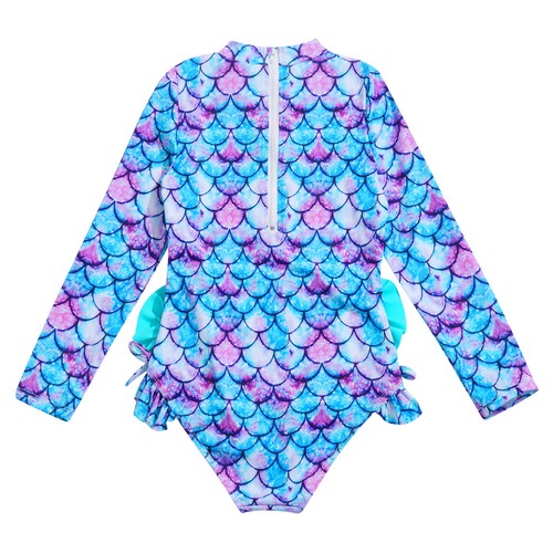 Kids Girls One-piece Quick Dry Swimwear Fish Scales Print Swimsuit Bathing Suit - Picture 31 of 47