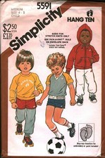 5591 Vintage Simplicity Sewing Pattern Boys Pull on Pants Short Sweatshirt Top