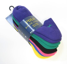 6 Pr Ralph Lauren Ladies Cotton Blend Socks Sport Golf Polo Low Cut Asst Brights