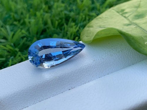 6.55 Ct Santa Maria Aquamarine Fancy Pear Cut, Loupe Clean Natural Gemstone - Picture 3 of 5