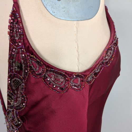 Vintage Sue Wong Prom Dress Midi Gown 12 Red Fairy Whimsigoth Y2K Silk Bead Glam - Picture 11 of 13