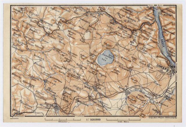 1911 ANTIQUE MAP OF VINICITY OF LAACHER SEE LAKE ANDERNACH MAYEN MONREAL GERMANY 1911 ANTIQUE MAP OF VINICITY OF LAACHER SEE LAKE ANDERNACH MAYEN MONREAL GERMANY