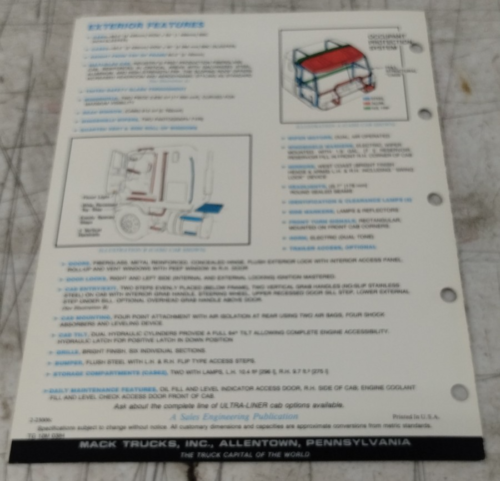 Folleto de ventas de camión Mack Trucks 1983 cabinas MH para dormir/sin dormir - Imagen 2 de 4