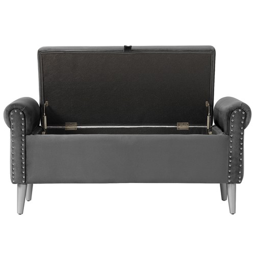 47" Storage Bench Bedroom Velvet Ottoman Upholstered Storage Seat End of Bed - Picture 25 of 32