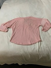 NWT VICTORIA'S SECRET PINK VARSITY VELOUR CREW PULLOVER MEDIUM PINK