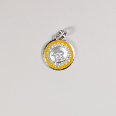 #ad 925 Sterling Silver Sun Face Charm Orange $14.99