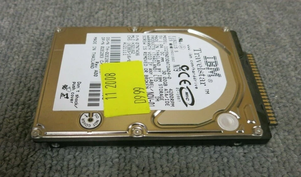 IBM TravelStar IC25N030ATDA04-0 07N7436 30GB 42000RPM 2MB ATA-100 2.5" HDD - Image 4 of 4