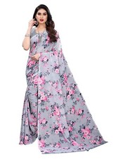 Women's Floral Printed Georgette Saree With Unstitched Blouse piece for Festival