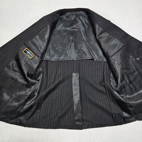 Vtg Towncraft Suit Mens Sz 44 R Pants 36x28 Double Breasted Peak Lapel Flannel - Picture 6 of 24