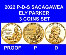 2022 P-D-S SACAGAWEA NATIVE AMERICAN Ely Parker Civil War  Best Grade (3) Coins