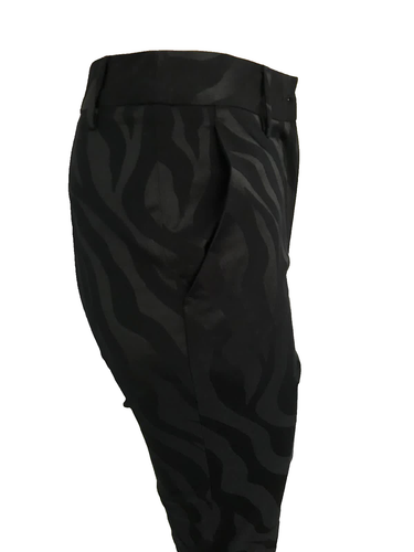 JUST CAVALLI Black Jacquard Zebra Tapered Cropped Trousers UK 8 US 4 IT 40 NEW - Picture 6 of 23