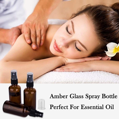 2oz Amber Glass Spray Bottles Set of 18 Fine Mist Portable Essential Oils - Picture 7 of 10