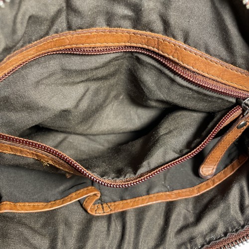 Vilenca Holland Brown Leather Woven Purse Crossbody Shoulder Strap Zip Close Bag - Picture 9 of 18