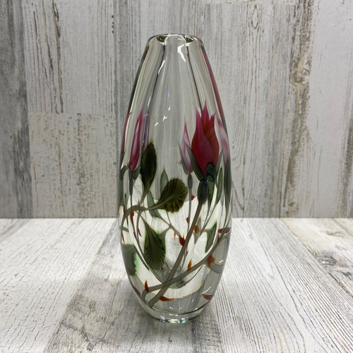 Vintage Orient & Flume Art Glass 7" Vase By Ed Alexander Rare And Unique Rose - Picture 6 of 16