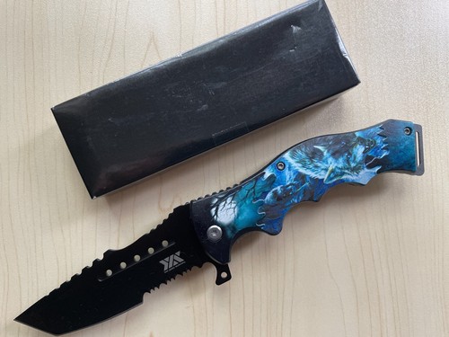 8,5" Taktisches Federunterstütztes Klappmesser Taschenmesser Rasierklinge Tiermotiv - Bild 23 von 83