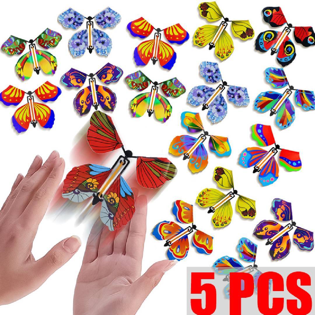 5pcs Magic Flying Wind Up Butterfly Toy For NewYear Greeting Card