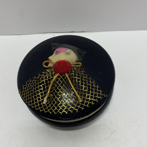 Antike chinesische Schmuck/Schmuckschatulle schwarz 4" Durchmesser Unikat - Bild 6 von 6