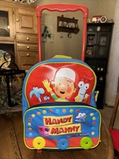 Handy Manny Rolling Backpack Kids Luggage Suitcase Wheels Pull Handle Blue