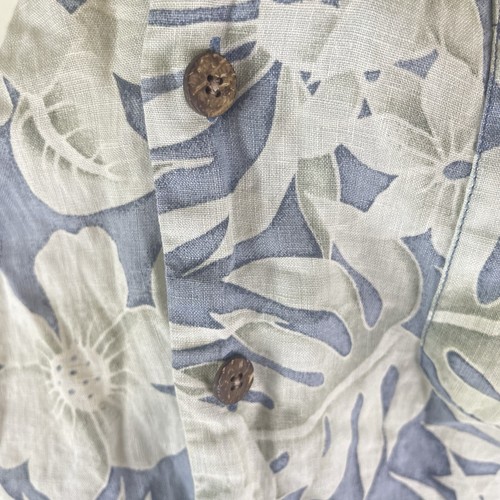 Camicia hawaiana Tommy Bahama vintage uomo grande 100% lino S/S blu floreale - Foto 6 di 8