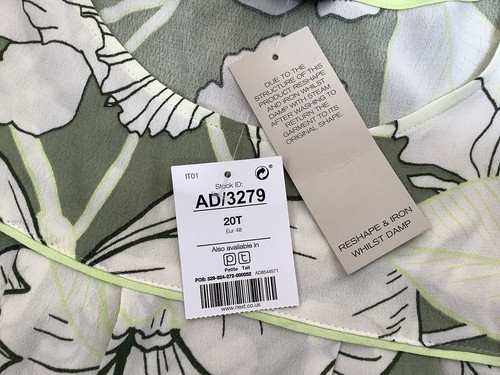 WOMENS NEXT OLIVE GREEN FLORAL SUMMER SMOCK/TUNIC DRESS SIZE 20 TALL BNWT - Picture 4 of 8