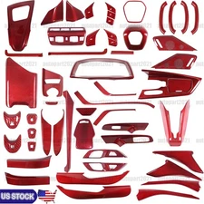 Red Real Carbon Fiber Interior Set Decor Cover Trim Kit for Corvette C8 20-26