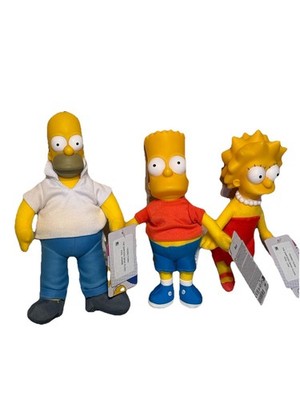 The Simpsons BART , Homer , Lisa Plush Plastic Doll Toy lot 
