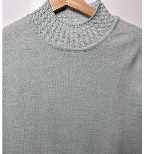 Aran Crafts Ireland Merino Wool Blend Sweater Cable Knit Lightweight Green Sz L - Picture 2 of 15