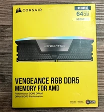 Corsair Vengeance RGB Desktop Memory 64GB 2x32GB  DDR5-5200 CL40 XMP 3.0 & Expo