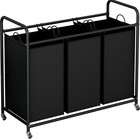 LINZINAR 3-Bag Laundry Basket Hamper Sorter Cart 3 Bags Black, Black 