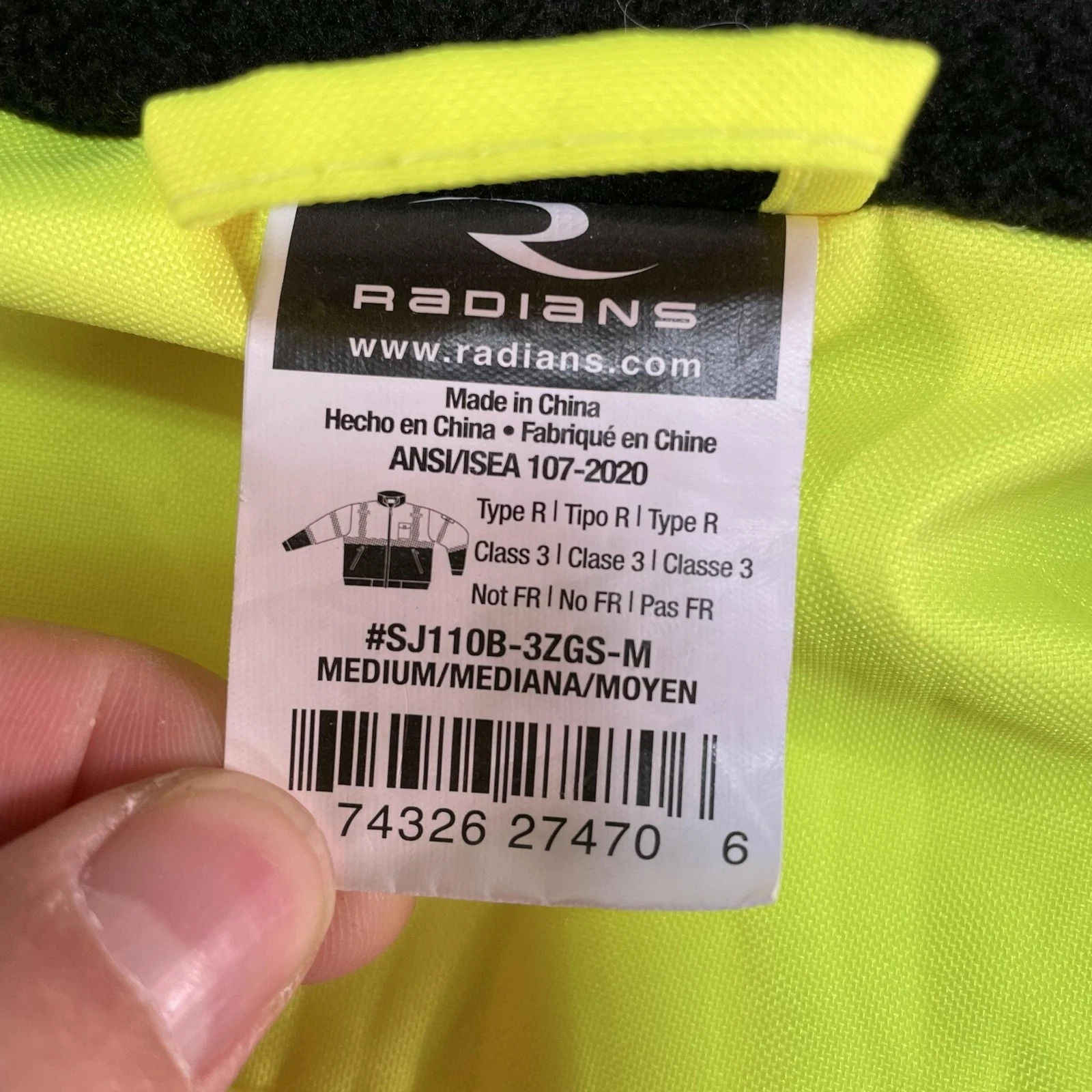 Radians Radwear Hi Vis Reflective Jacket Mens Medium Yellow Workwear Bomber image 5