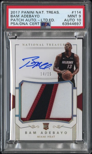 2017 National Treasures Bam Adebayo #114 Patch Auto Limited Edition PSA 9