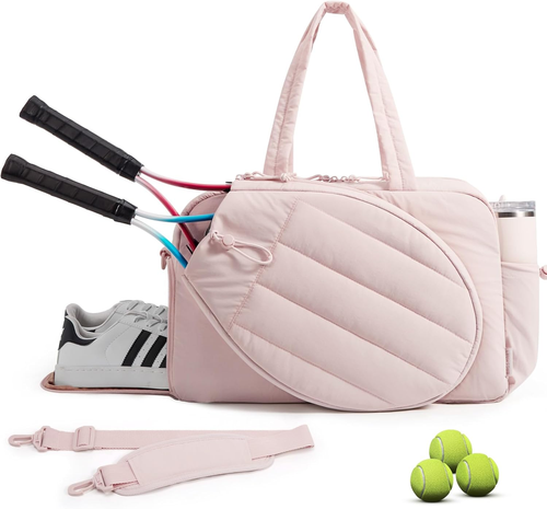 Sac de Gym Tennis pour Femme, Sac à Dos Tennis Peut 2 Raquettes avec Compartiment à Chaussures, - Photo 7/12