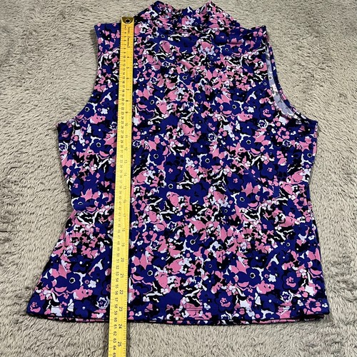 Tahari Floral Faux Wrap Blouse Top Women's XL Bright Colorful Sleeveless - Picture 8 of 9