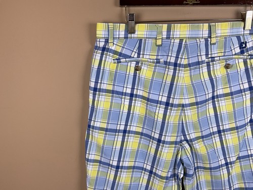FootJoy Performance Golf Shorts Mens 38 X 10 Blue White Plaid Nylon Lightweight - Picture 5 of 10