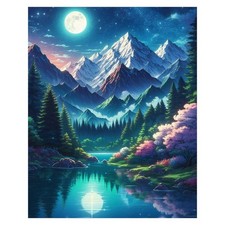 Paint by Number Adult Mountain,Canvas Paint by Numbers for Adults,Moon Painting
