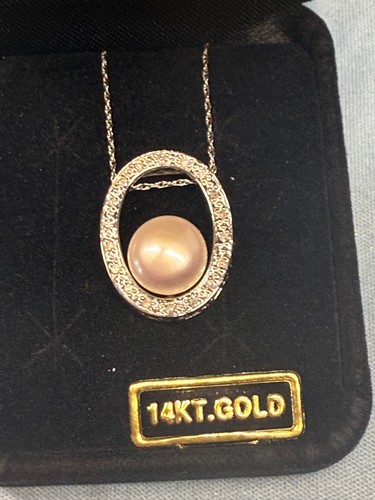 Collar de diamantes y perlas de 7,5 mm de oro blanco de 14K - Imagen 12 de 13