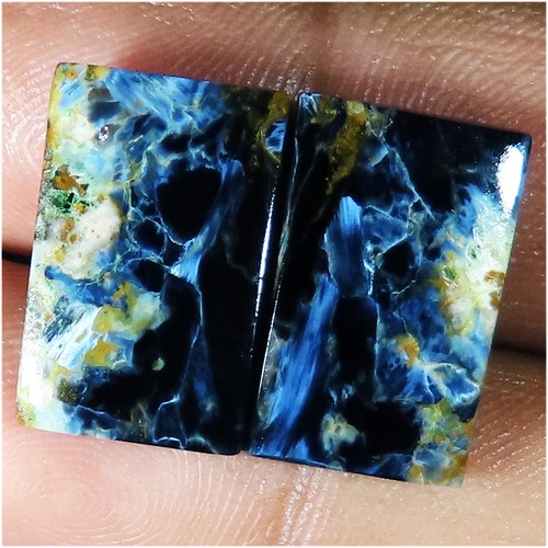 16.80 Cts Natural PIETERSITE Pair Cushion Cabochon Gemstone 11x17x3 mm GL-247 - Picture 2 of 7