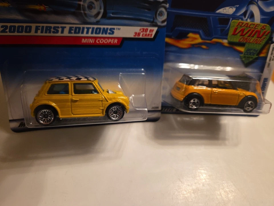 4 Hot Wheels Mini Cooper 35th Green Variation Black Yellow 1st Edition 2000 2002 - Image 2 of 4