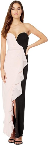 Vestido Nicole Miller Artelier Melocotón/Negro Sin Tirantes Volantes, EE. UU. 6 - Imagen 1 de 6