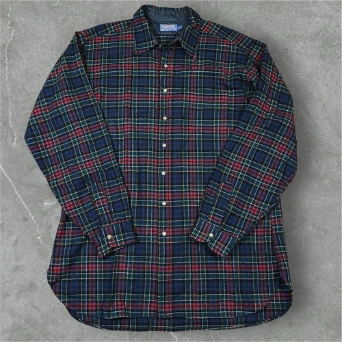 Vintage Pendleton Virgin Wool Blue Green Red Plaid Button Down Shirt 2XL Tall - Bild 2 von 8