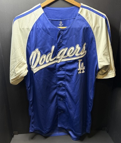 Stitches Los Angeles Dodgers MLB Baseball Jersey Mens Size Medium Blue Button Up