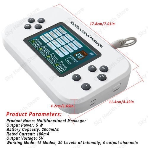 4 Channel TENS EMS Device 15 Modes Muscle Stimulator for Pain Relief Therapy - Picture 6 of 12